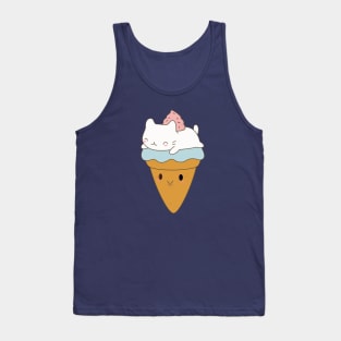 Kawaii Ice Cream Cone Cat T-Shirt Tank Top